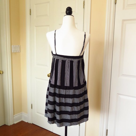 Drop Waist Dress with Black and White Stripes - Picture 4 of 8